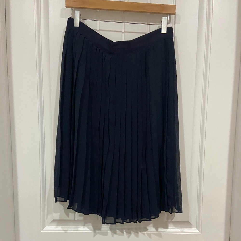 Club Monaco Navy Chiffon Pleated Navy Midi Skirt